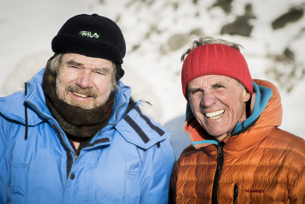 ServusTV, Bergwelten, 40 Jahre Mount Everest, Reenactment Dreh in Südtirol mit Peter Habeler und Reinhold Messner.